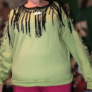 Sequin Fringe Shredded Top